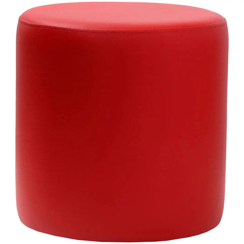 Round Ottoman In Red Vinyl