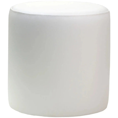 Round Ottoman In White Vinyl