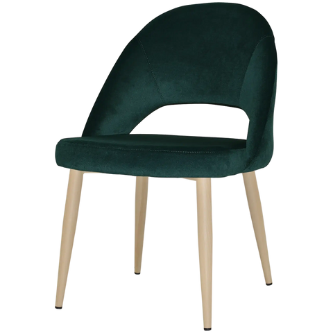 Saffron Chair With Custom Upholstery And Birch Metal 4 Leg, Viewed From Front Angle