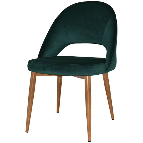 Saffron Chair With Custom Upholstery And Light Oak Metal 4 Leg, Viewed From Front Angle