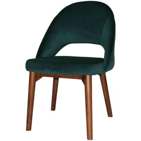 Saffron Chair With Custom Upholstery And Walnut Timber 4 Leg, Viewed From Front Angle