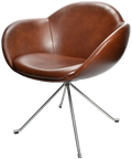 Searl Occasional Armchair Custom Upholstered In Leather With 4 Star Swivel Base, Viewed From Angle In Front