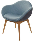 Searl Occasional Armchair Custom Upholstered With Natural Timber 4 Leg Base, Viewed From Angle In Front