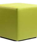 Square Ottoman In Green Vinyl, Viewed From Angle In Front