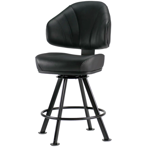 Stirling Gaming Stool Black Vinyl Seat with Black Frame, Viewed From Angle In Front