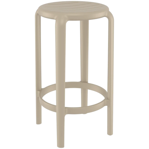 Tom Counter Stool By Siesta In Taupe, Viewed From Angle In Front