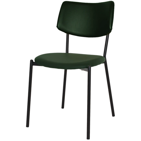 Venice Chair With Custom Upholstery Backrest And Seat And Black 4 Leg Frame, Viewed From Front Angle