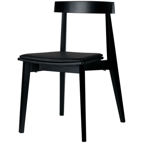 Zoltan Chair With Black Painted Finish And Black Vinyl Seat Pad, Viewed From Front Angle