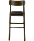Abodo Barstool W Backrest Walnut Frame Black Vinyl Seat, Viewed From Back