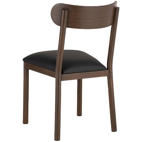 Abodo Chair With Walnut Frame And Black Vinyl Seat, Viewed From Back Angle