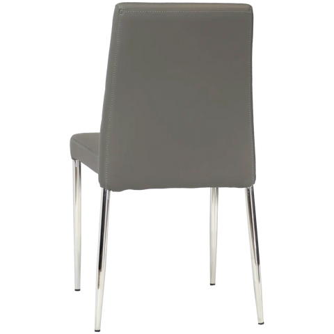 Adelaide Low Back Chair With Charcoal Vinyl Upholstery And Stainless Steel Legs, Viewed From Back