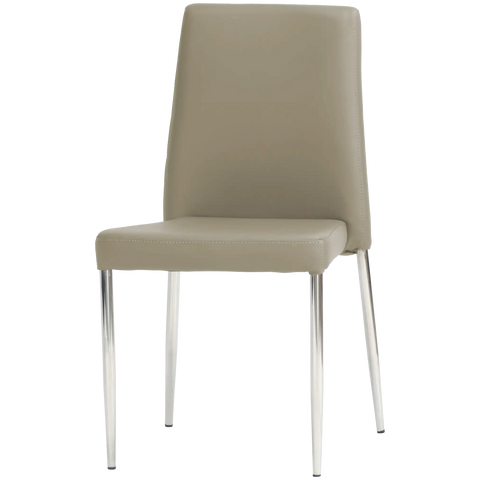 Adelaide Low Back Chair With Taupe Vinyl Upholstery And Stainless Steel Legs