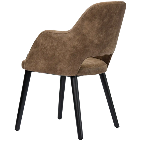 Alfi Armchair With Vintage Mocha Shell And Black Timber Legs, Viewed From Back Angle