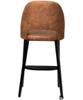 Alfi Bar Stool With Vintage Tan Shell And Black Timber Legs, Viewed From Angle At Back