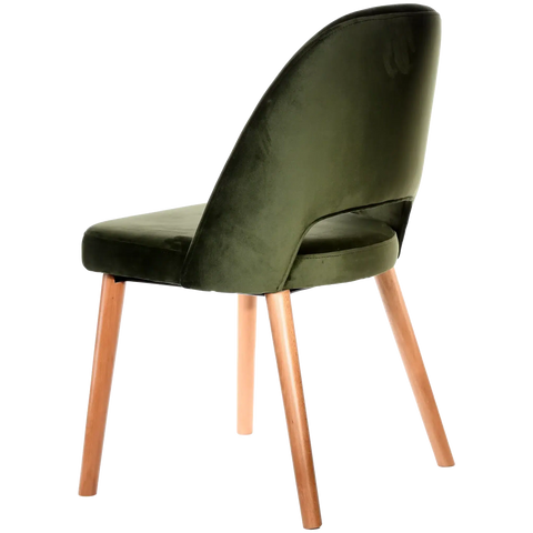 Alfi Chair With Avocado Velvet Shell And Trojan Oak Timber Legs, Viewed From Side Angle