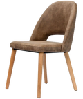 Alfi Chair With Trojan Oak Timber Legs And Vintage Taupe Shell, Viewed From Angle In Front