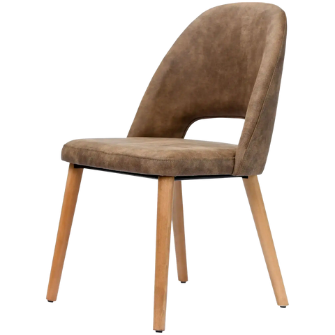 Alfi Chair With Trojan Oak Timber Legs And Vintage Taupe Shell, Viewed From Angle In Front