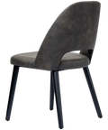 Alfi Chair With Vintage Charcoal Shell And Black Timber Legs, Viewed From Back Angle