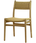 Allegra Restaurant Chair With White Oak Frame and Natural Weave Seat And Back Viewed From Angle In Front