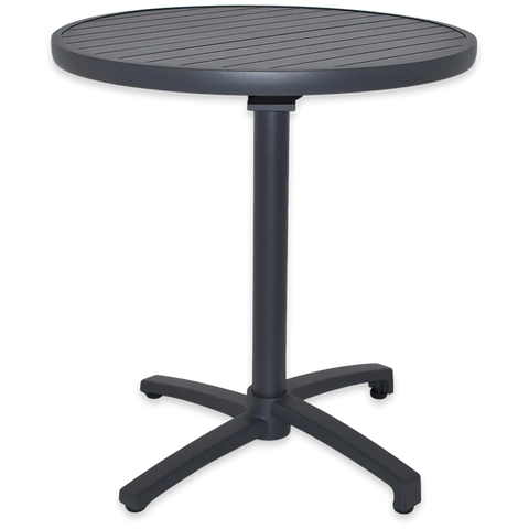 Aluminium Table Top 700Mm Dia On Nala Table Base In Anthracite Finish, Viewed From Front