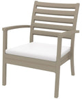 Artemis XL By Siesta With White Seat Cushion Taupe, Viewed From Angle In Front
