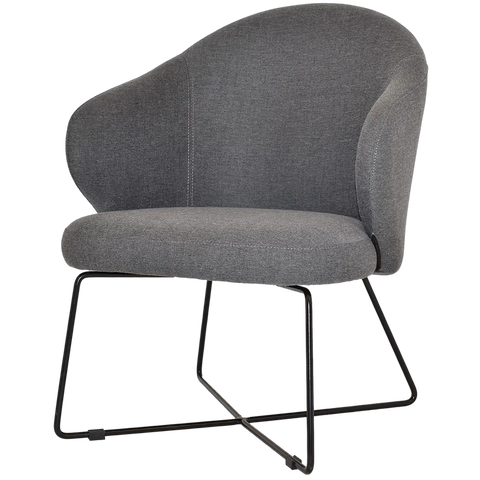 Boss Armchair In Gravity Slate With A Cross Sled In Black, Viewed From Angle In Front