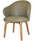Boss Armchair In Pelle Sage With A Timber Light Oak Leg, Viewed From Angle In Front