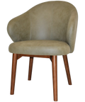 Boss Armchair In Pelle Sage With A Timber Light Walnut Leg, Viewed From Angle In Front