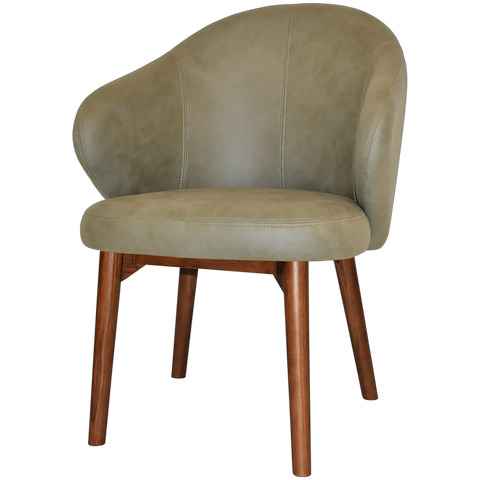 Boss Armchair In Pelle Sage With A Timber Light Walnut Leg, Viewed From Angle In Front