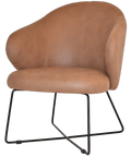 Boss Armchair In Pelle Tan With A Cross Sled In Black, Viewed From Angle In Front