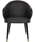 Boss Tub Chair Black With Brass Tip Metal 4 Leg With Black Vinyl Shellack Metal 4 Leg With, Viewed From Front
