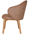 Boss Tub Chair Light Oak Timber 4 Leg With Pelle Tan Shell, Viewed From Side
