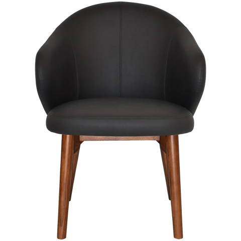 Boss Tub Chair Light Walnut Timber 4 Leg With Black Vinyl Shellack Metal 4 Leg With, Viewed From Front