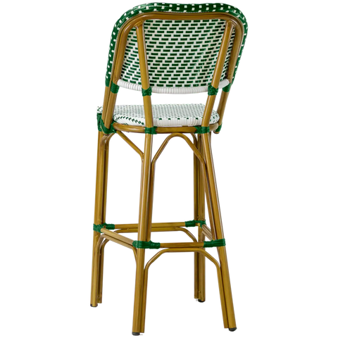 Calais Barstool With Backrest Green And White, Viewed From Back