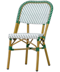 Calais Outdoor Parisian Chair Green And White, Viewed From In Front