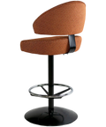 Canberra Gaming Stool With Warwick Alanis Terracotta Seat And Back And Black Dome Base, Viewed From Back Angle