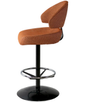 Canberra Gaming Stool With Warwick Alanis Terracotta Seat And Back And Black Dome Base, Viewed From Side