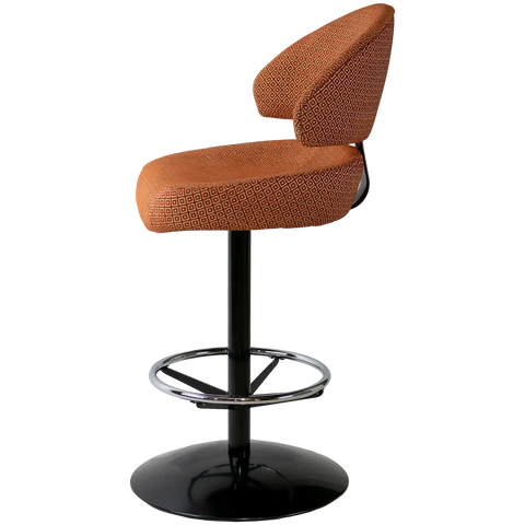 Canberra Gaming Stool With Warwick Alanis Terracotta Seat And Back And Black Dome Base, Viewed From Side