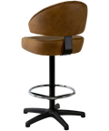 Canberra Gaming Stool With Warwick Eastwood Tan Seat And Back And Black 5 Way Base, Viewed From Behind