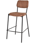 Candice Bar Stool In Eastwood Tan Vinyl, Viewed From Angle In Front