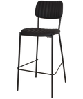 Candice Bar Stool With Black Vinyl Upholstery, Viewed From Angle In Front