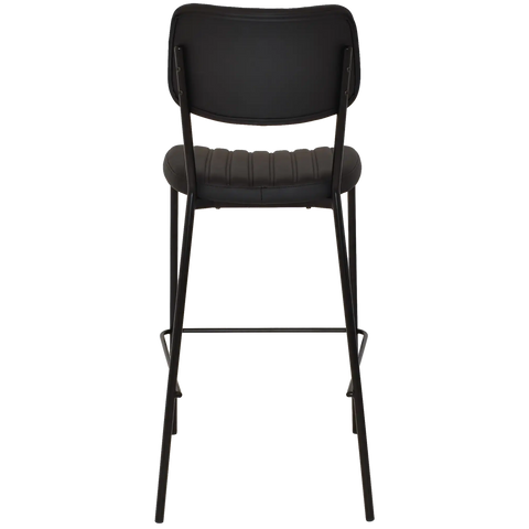 Candice Bar Stool With Black Vinyl Upholstery, Viewed From Behind