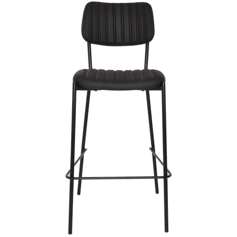 Candice Bar Stool With Black Vinyl Upholstery, Viewed From Front