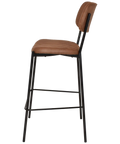 Candice Bar Stool With Eastwood Tan Upholstery, Viewed From Side