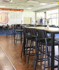 Caprice Black Bar Stools And Henley Table Frames With Melamine Table Tops At Flinders Park Football Club