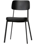 Caprice Restaurant Chair Black Backrest Black Vinyl Seat Black Frame Angle From Front
