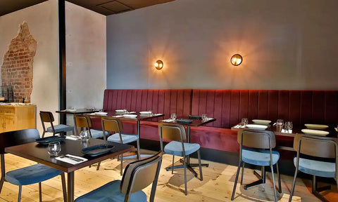 Caprice Walnut Side Chairs With Custom Upholstery And Davido Table Base And Custom Timber Table Tops At Ruby Rose Cucina