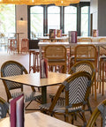 Carlton Round Table Base And Compact Laminate Table Tops With Jasmine Chairs And Sienna Stools At Moseley Bar Kitchen