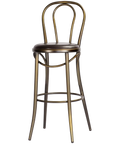 Coleman Bistro Barstool With Back In Distressed Copper, Viewed From Front Angle
