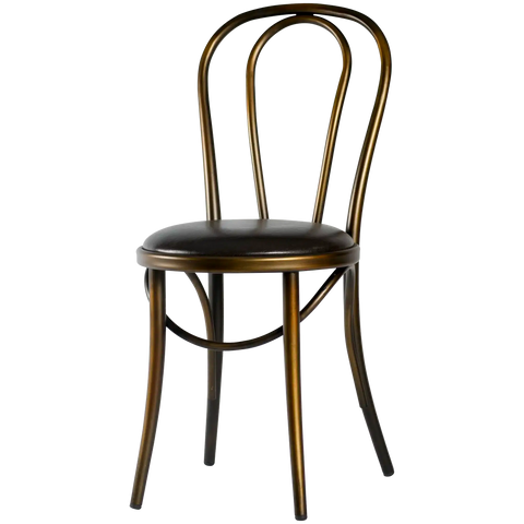 Coleman Bistro Bentwood Chair Made From Metal Finished In Distressed Copper, Viewed From Angle In Front
